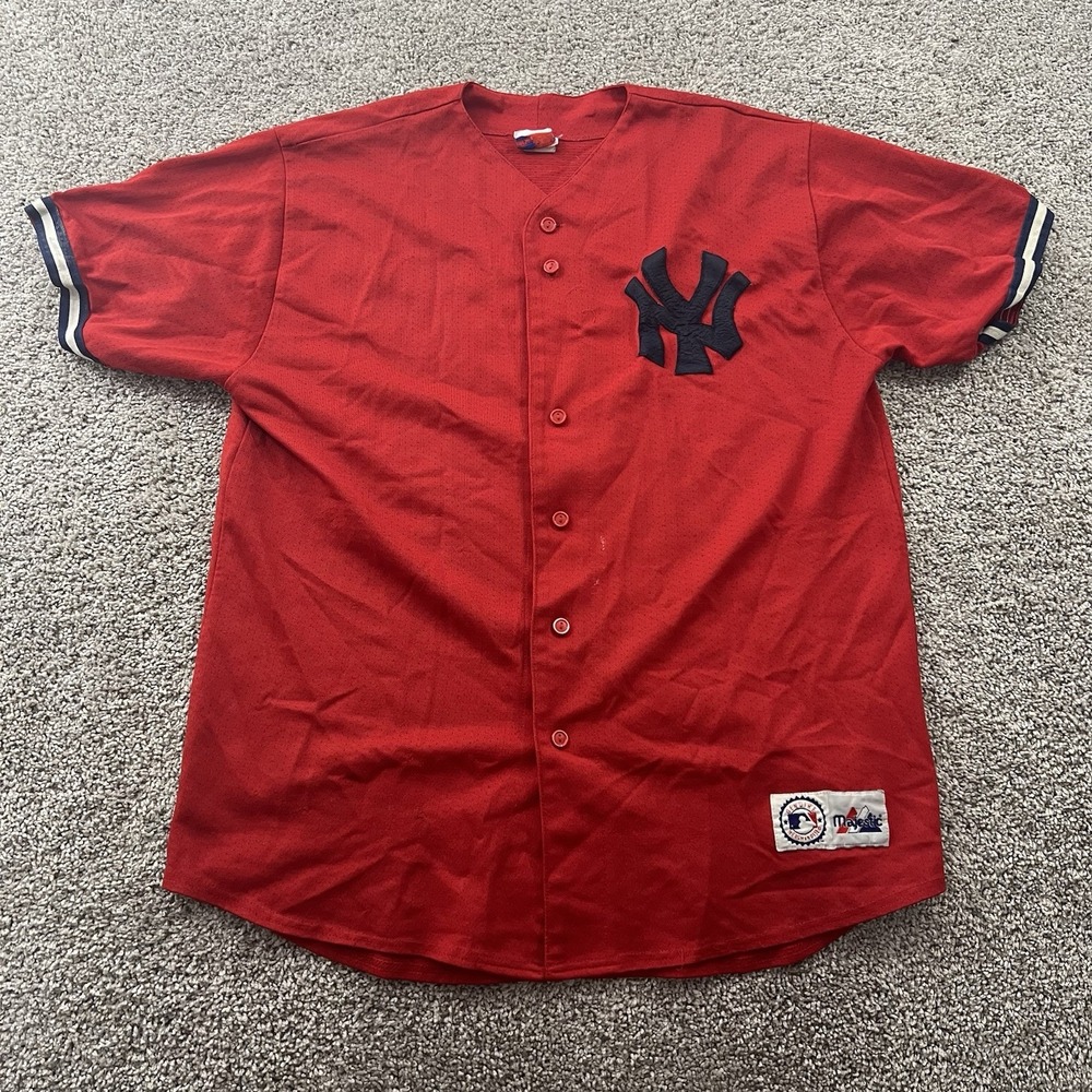 Vintage 90s New York Yankees Majestic Jersey Mens XL Mesh Stitched MLB Blank